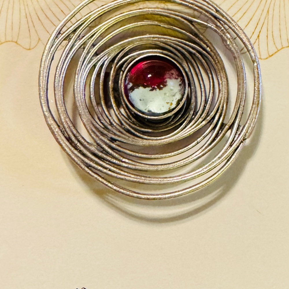 Nina Juniper Adjustable Saturn Statement Ring Hot Pink & Pistachio Original Art - Picture 2 of 3